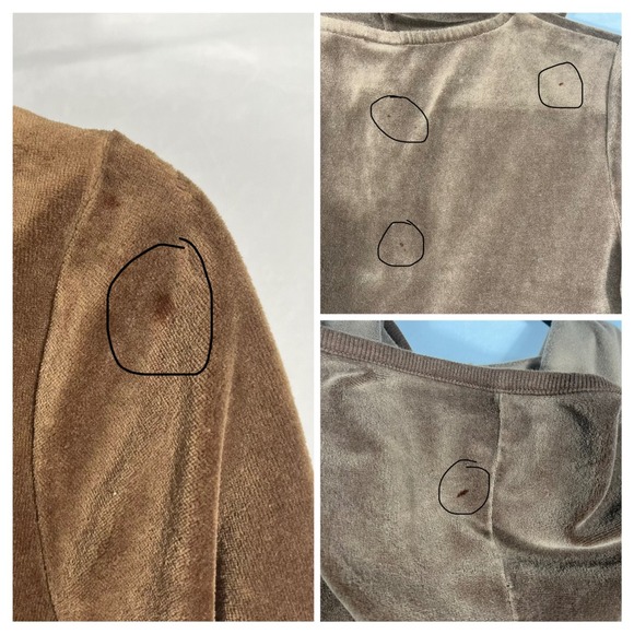 Vtg 90s Y2K Brown Glitter Trim Velour Tracksuit Hoodie Pants Set Girls XL Wms Sm - Picture 9 of 9